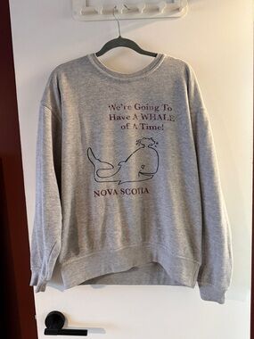 Grey Nova Scotia Whale Graphic Sweatshirt